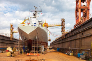 Ship in dry dock